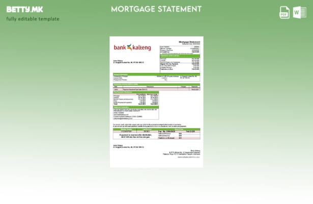 Модерен стил Индонезиска банка Kalteng шаблон за извод за хипотека Word и PDF